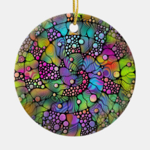 Colourfully Dots Spirals Hand Painting 1 Ceramic Ornament