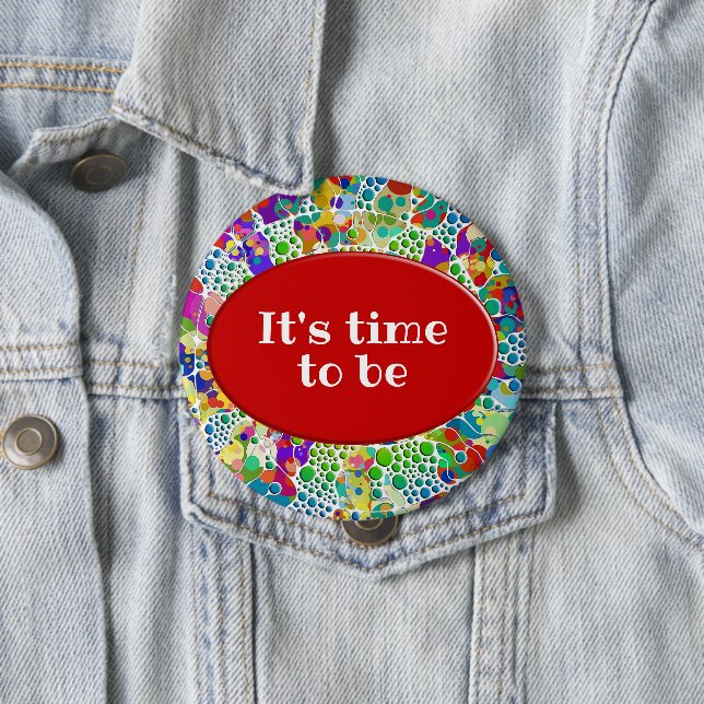 Colourfully Dots Spirals Hand Painting 2 4 Inch Round Button (In Situ)