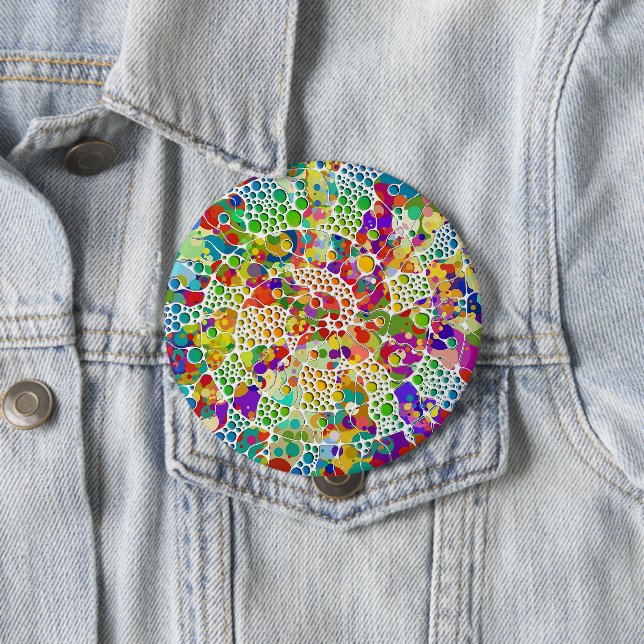 Colourfully Dots Spirals Hand Painting 2 4 Inch Round Button (In Situ)