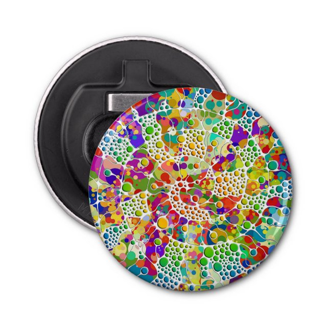 Colourfully Dots Spirals Hand Painting 2 Bottle Opener (Front)