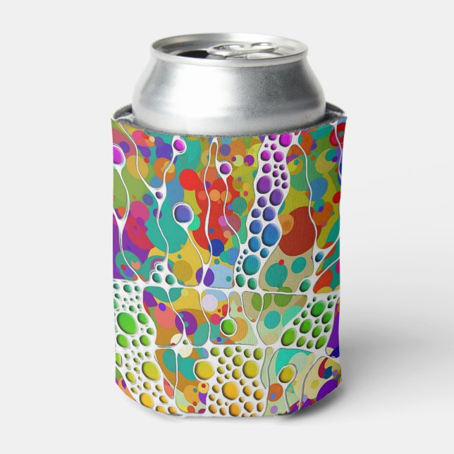 Colourfully Dots Spirals Hand Painting 2 Can Cooler (Can Front)