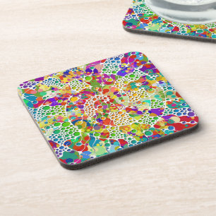 Colourfully Dots Spirals Hand Painting 2 Coaster