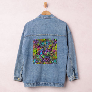 Colourfully Dots Spirals Hand Painting 2 Denim Jacket