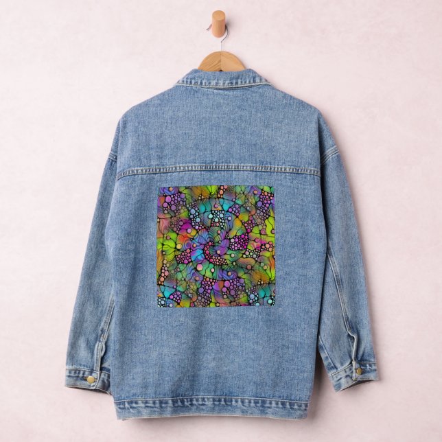 Colourfully Dots Spirals Hand Painting 2 Denim Jacket (Hangar)