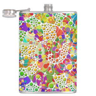 Colourfully Dots Spirals Hand Painting 2 Hip Flask