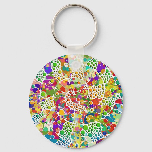 Colourfully Dots Spirals Hand Painting 2 Keychain (Front)