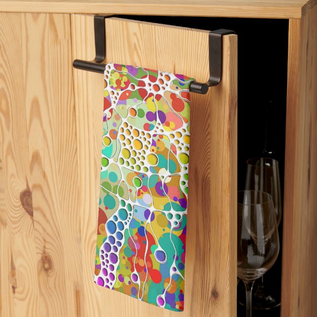 Colourfully Dots Spirals Hand Painting 2 Kitchen Towel (Thirds Fold)