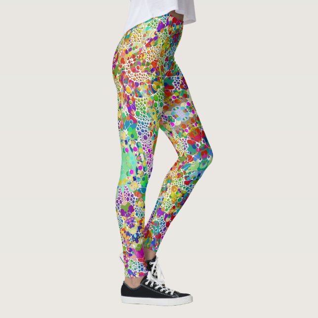 Colourfully Dots Spirals Hand Painting 2 Leggings (Right)