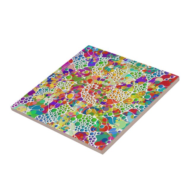 Colourfully Dots Spirals Hand Painting 2 Tile (Side)