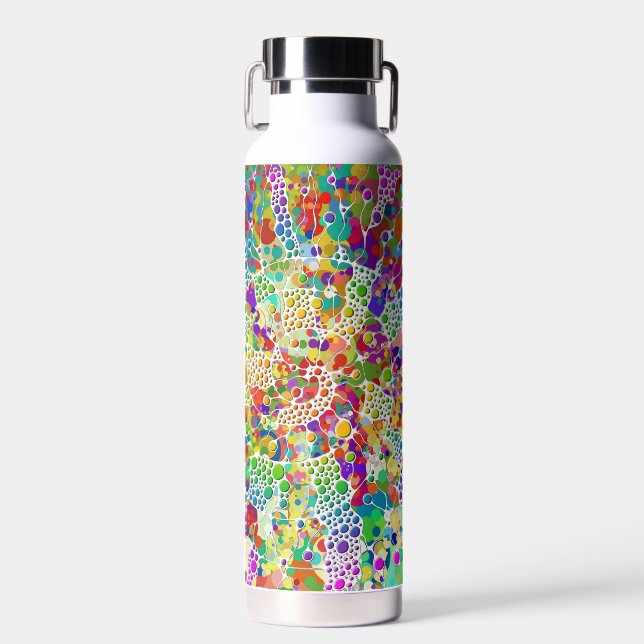 Colourfully Dots Spirals Hand Painting 2 Water Bottle (Front)