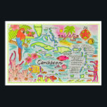 Colourfully Illustrated Islands Print<br><div class="desc">The Caribbean Islands wonderfully drawn and oh so colourful!  We've sized it to a 24x16 paper .  Perfect for a tropical decor,  beachy home or cottage!</div>