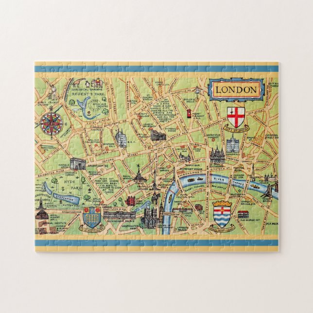 Colourfully Illustrated Map of London England Jigsaw Puzzle (Horizontal)