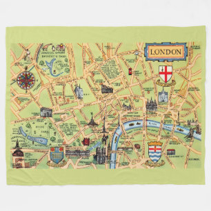 Colourfully Illustrated Map of London  Fleece Blanket