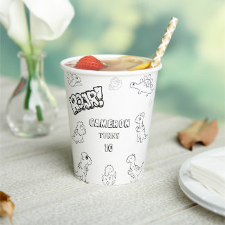 Colouring Activity cute dinosaur party Paper Cups
