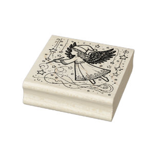 Colouring Art Christmas Angel Rubber Stamp