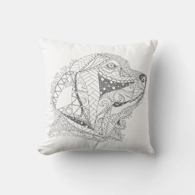Colouring Art of Golden Retriever Dog Throw Pillow (Front)