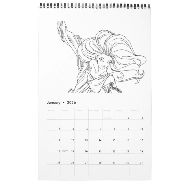 Colouring Book Calendar (Jan 2026)