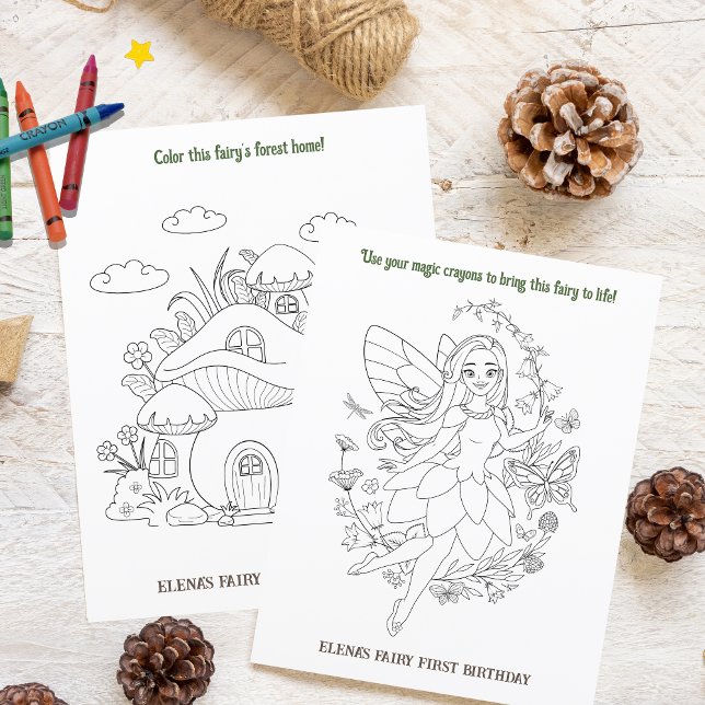 Colouring Book Fairy First Birthday Kid's Activity (Fairy First - coloring page)