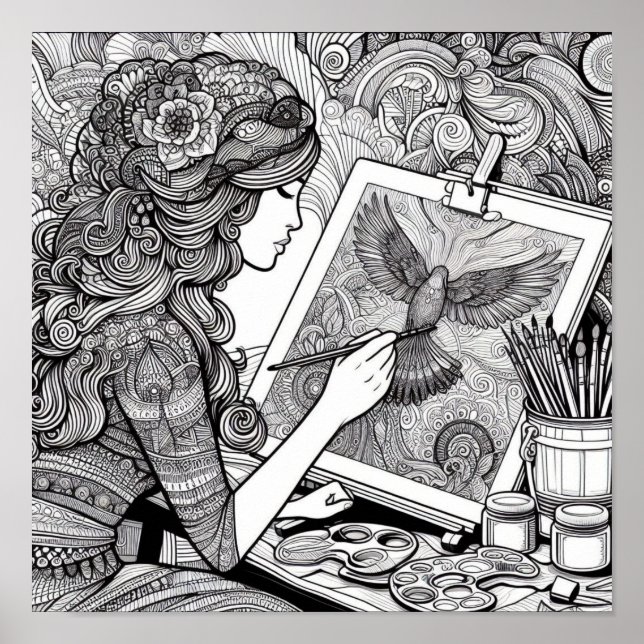 Colouring Book Gifts - Colourist Artist Painter Poster (Front)