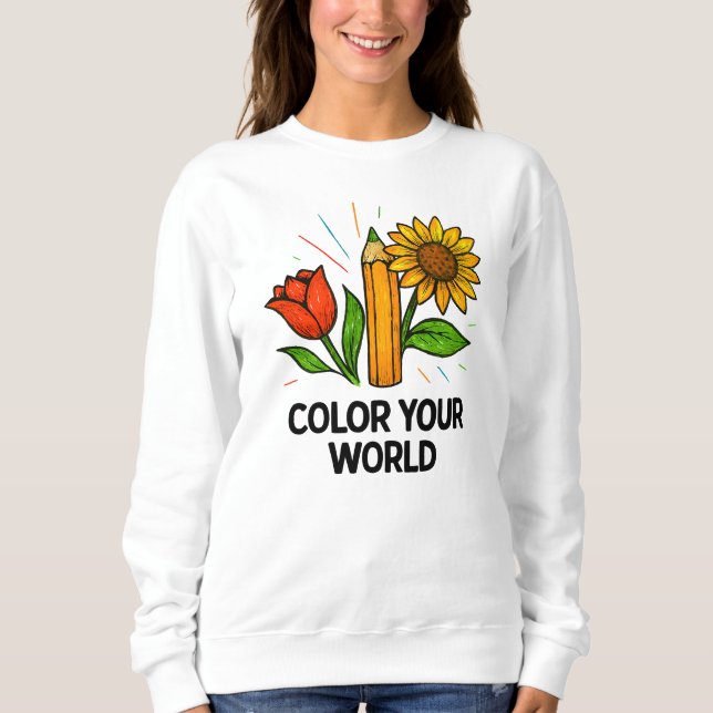 Colouring Book Sweatshirt – Flower Art Lovers (Front)
