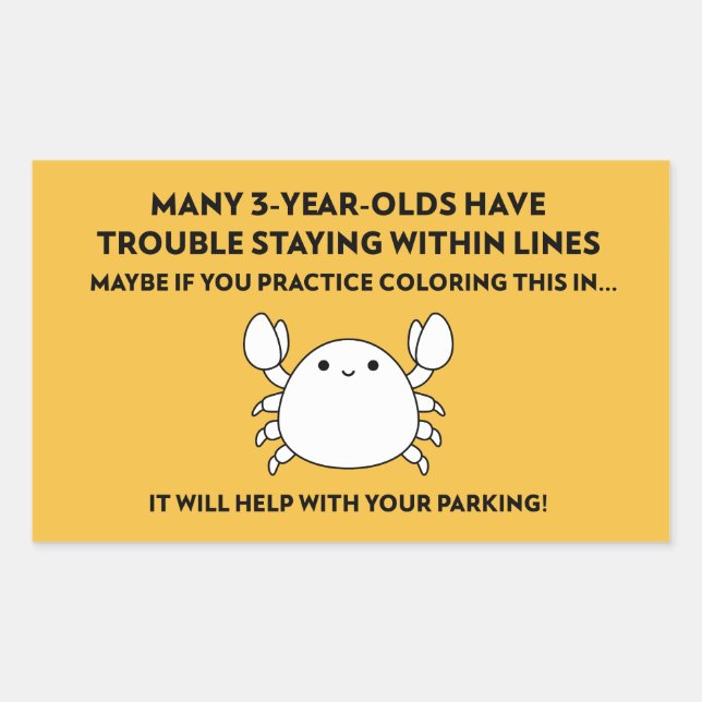 Colouring Crab Help with Parking Bad Parking Sticker (Front)