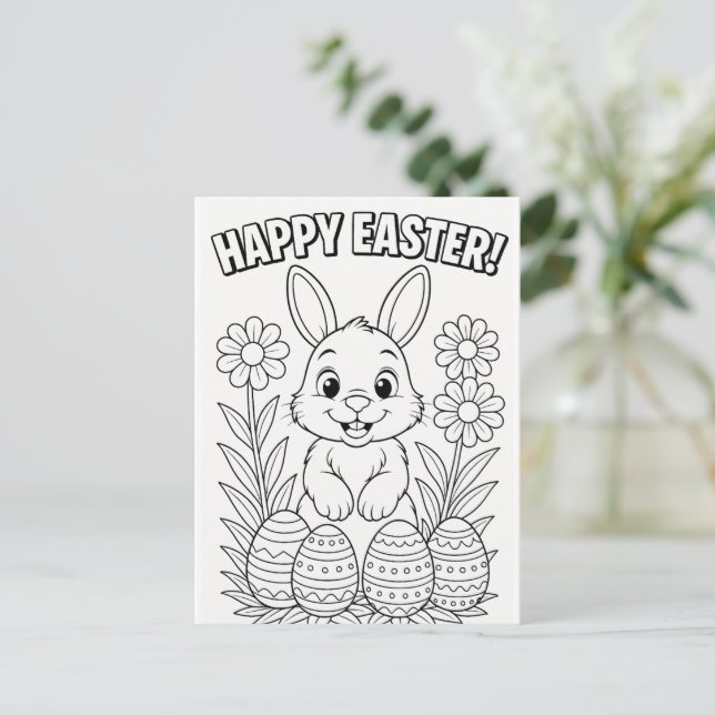 Colouring Easter Postcard – Fun for Kids & Adults! (Standing Front)