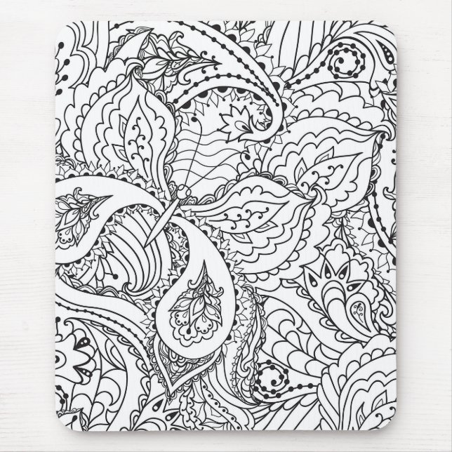 Colouring Flower Art New Design Floral Aesthetic F Mouse Pad (Front)
