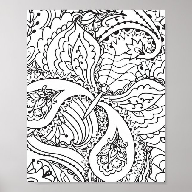 Colouring Flower Art New Design Floral Aesthetic F Poster (Front)