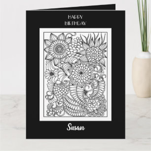 Colouring Greeting Card for Birthday Fun