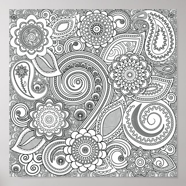 Colouring Henna Pattern Poster (Front)