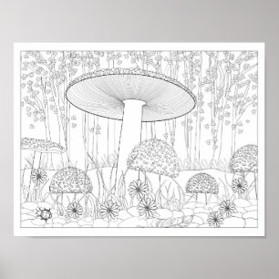 Colouring Mushroom Forest Poster