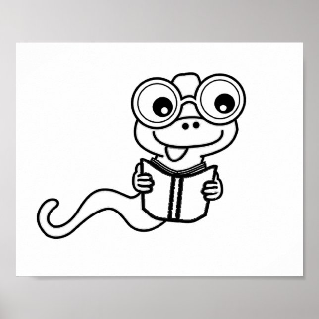 Colouring page book worm poster (Front)