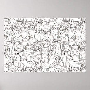 Colouring Page Cat's Meow Scrapbook Paper Poster