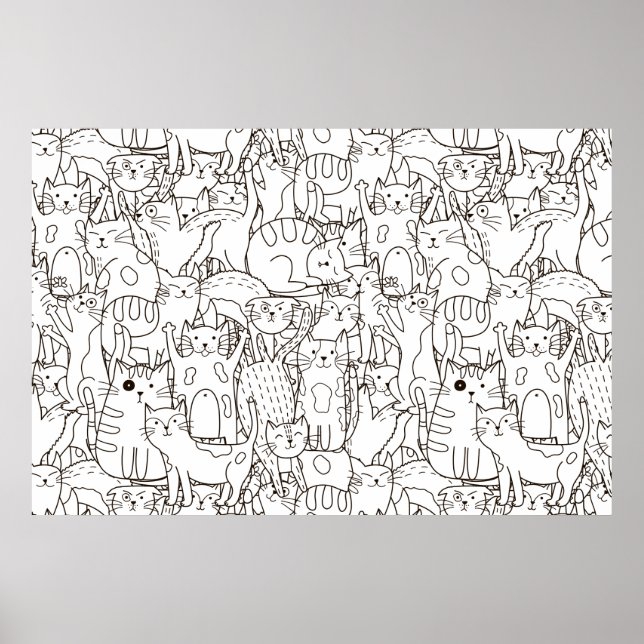 Colouring Page Cat's Meow Scrapbook Paper Poster (Front)
