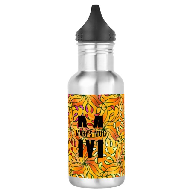 Colouring Page Custom Black Monogram & Quote 532 Ml Water Bottle (Left)