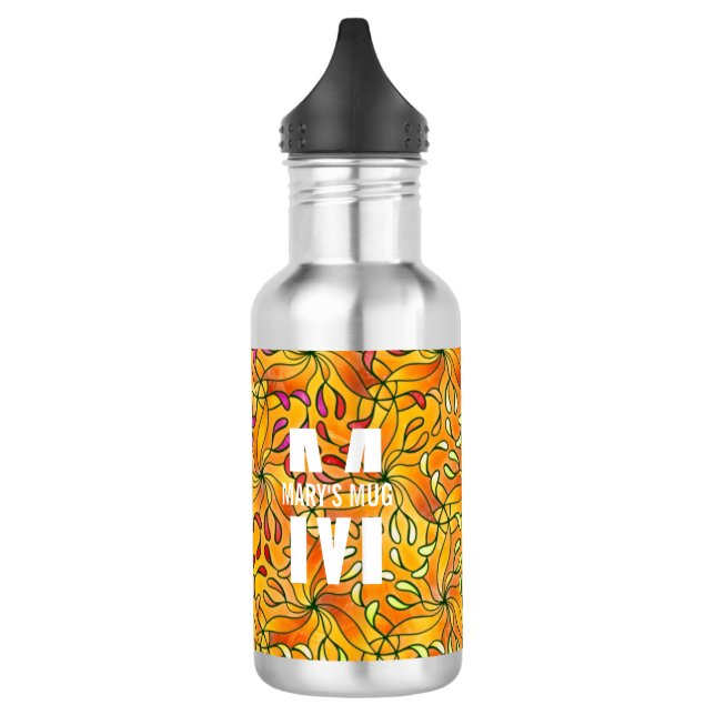Colouring Page Custom White Monogram & Quote 532 Ml Water Bottle (Left)
