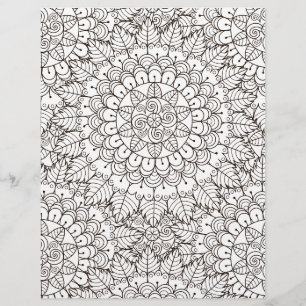Colouring Page Daisy Leaves Scrapbook Paper