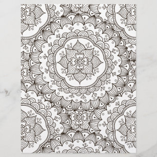 Colouring Page Flower Quilt Scrapbook Paper