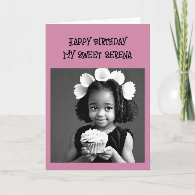 Colouring Page | Little Girl's Birthday Card (Front)