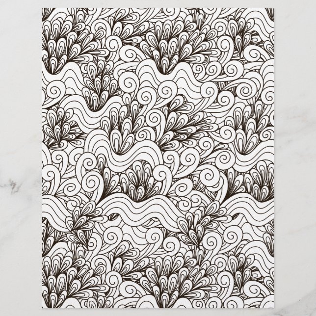Colouring Page Loops & Curlicues Scrapbook Paper (Front)