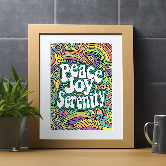 Colouring Page Peace Joy Serenity Abstract Pattern Holiday Card (Coloring page - peace joy serenity)