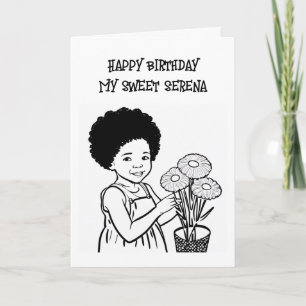 Colouring Page   Personalized Girl's Birthday Card