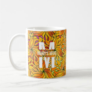 Colouring Page Personalized White Monogram & Quote Coffee Mug