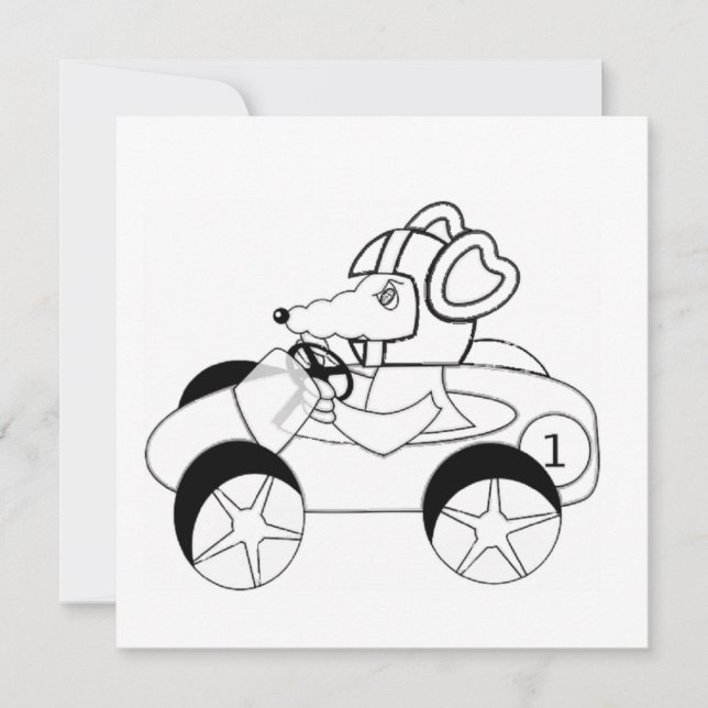 Colouring page racer rat (Front)