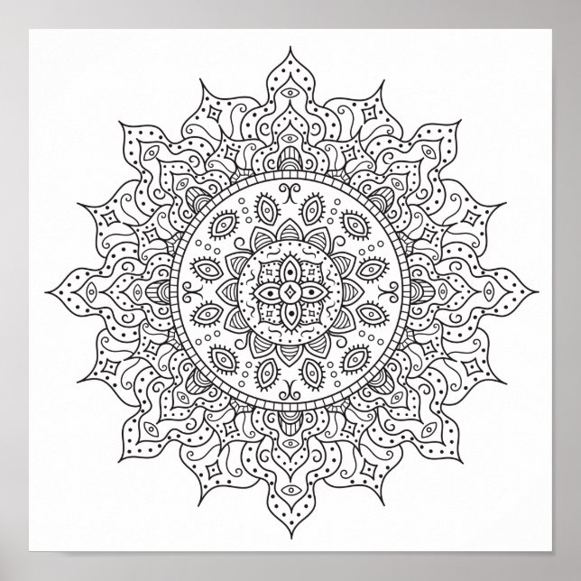 Colouring Page Silk Road Mandala Poster (Front)