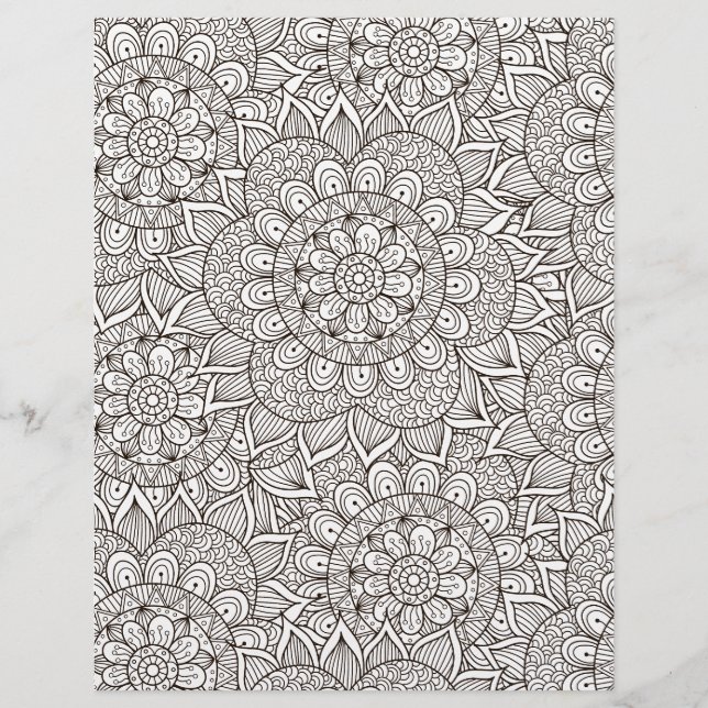 Colouring Page Summer Garden Scrapbook Paper (Front)