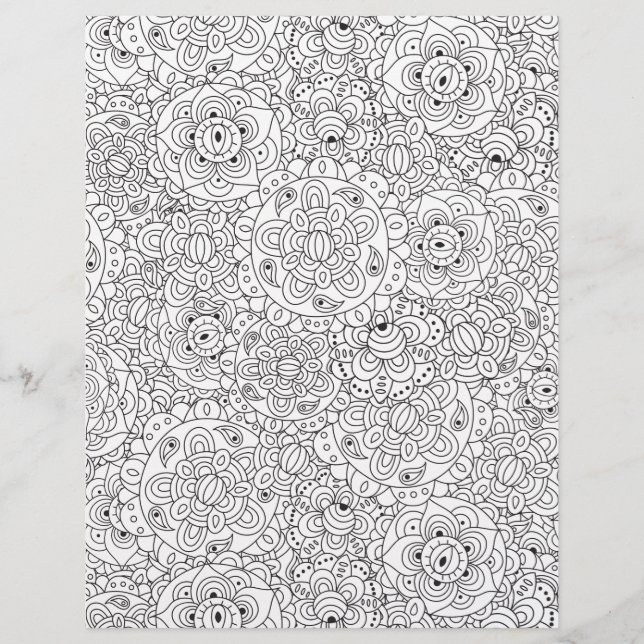 Colouring Page Wild Flowers Scrapbook Paper (Front)