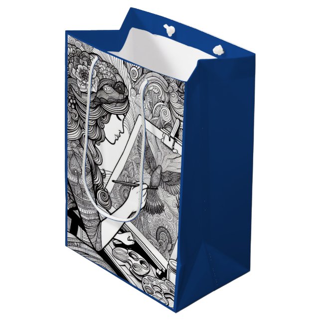 Colouring Pages Gift Wrap for Colouring Book Gifts Medium Gift Bag (Front Angled)