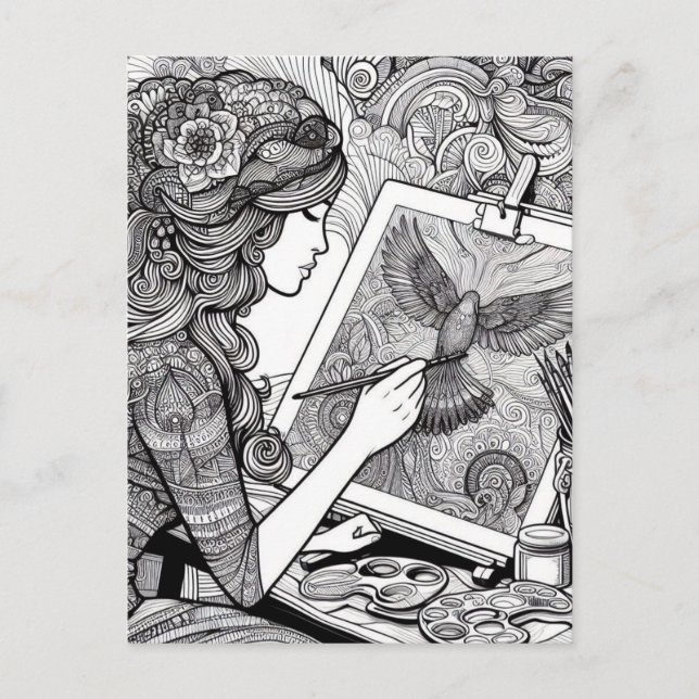 Colouring Pages Gift Wrap for Colouring Book Gifts Postcard (Front)