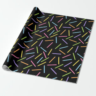 Colouring Pencils Black Wrapping Paper